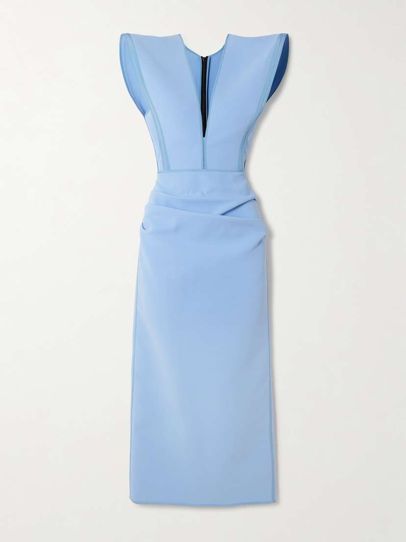 Maticevski Wingtip Draped Crepe Midi Dress