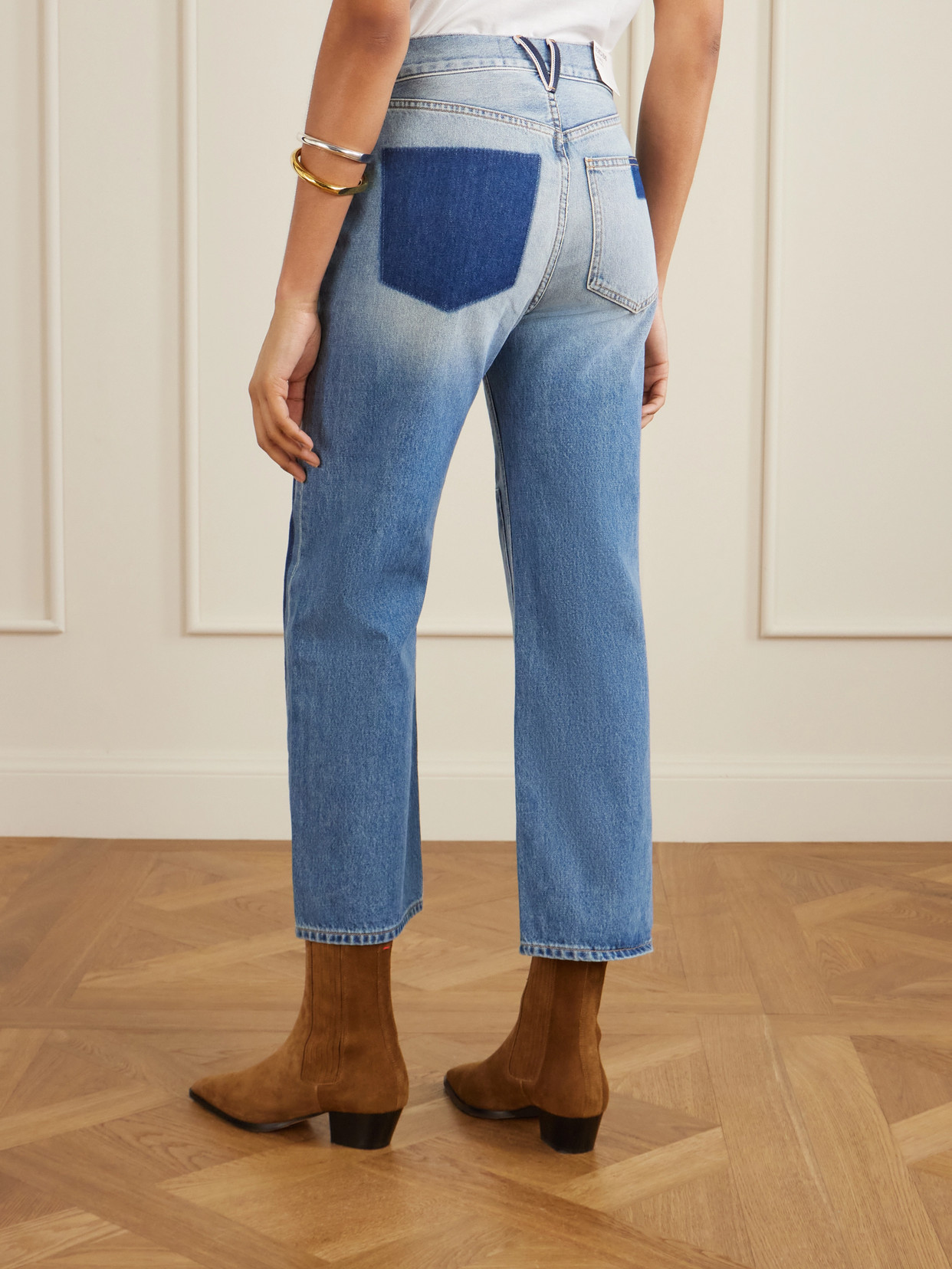 Veronica Beard Dylan High Rise Straight Ankle Jeans In Time Lapse In Blue