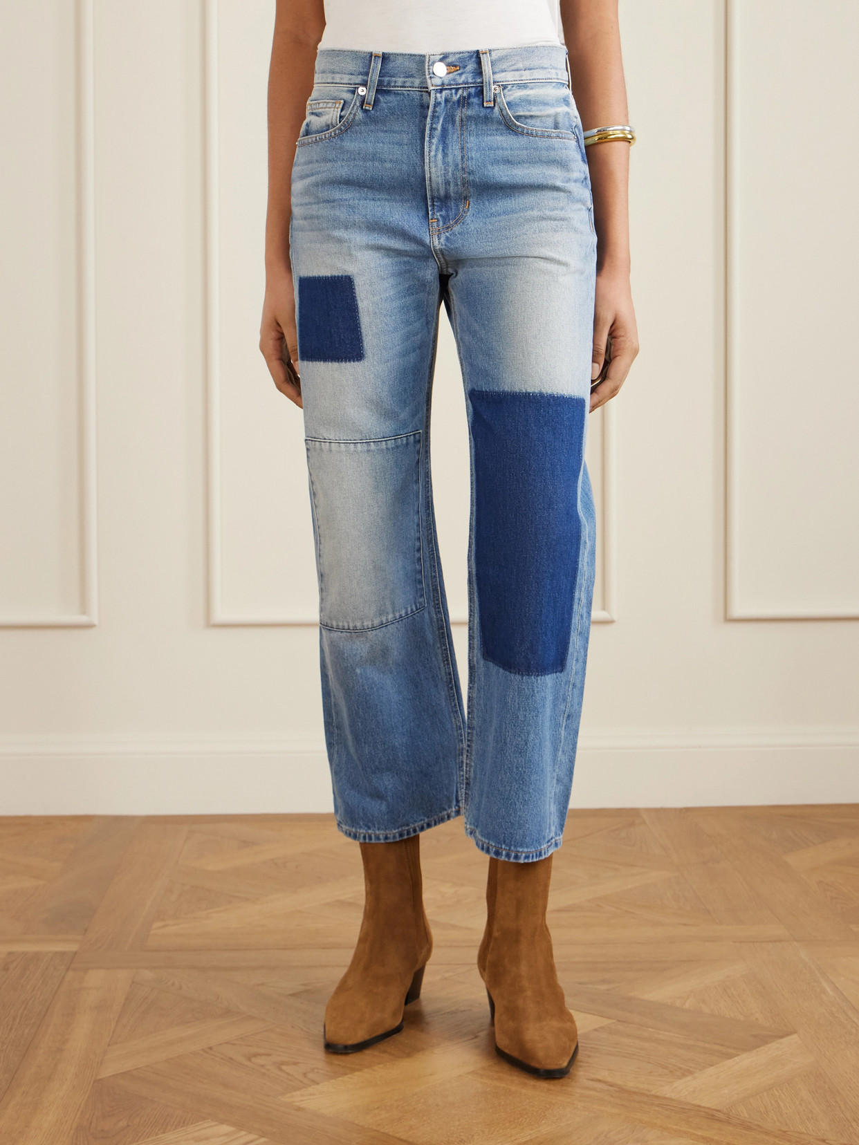Veronica Beard Dylan High Rise Straight Ankle Jeans In Time Lapse In Blue