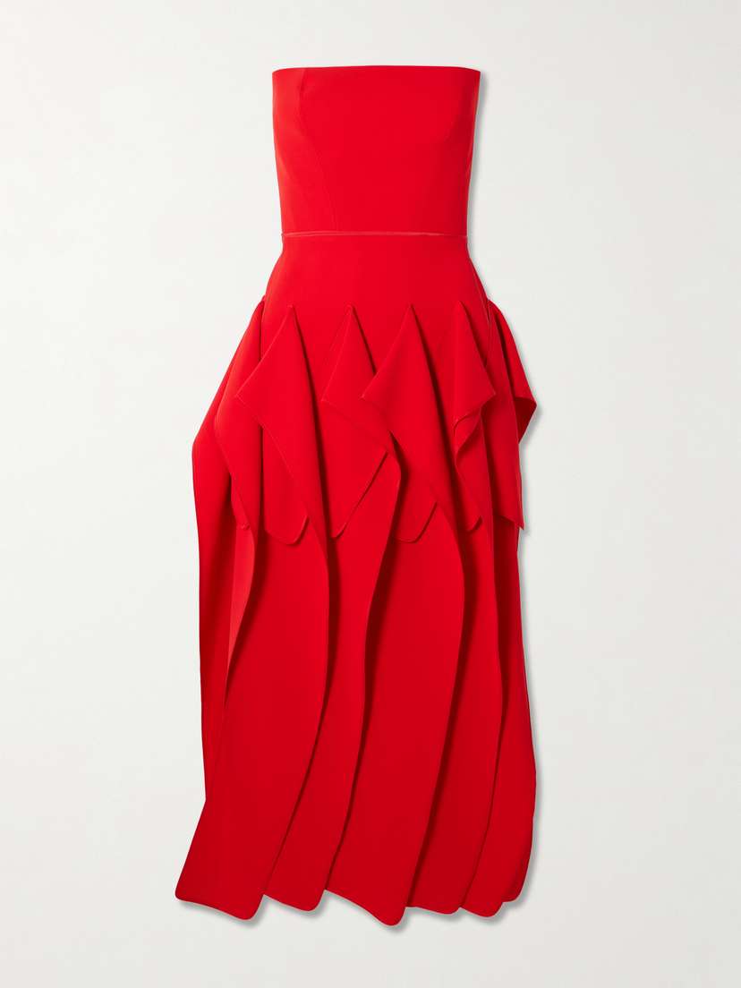 Maticevski Breakout Strapless Crepe Midi Dress