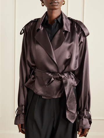 The Frankie Shop Simona belted satin jacket