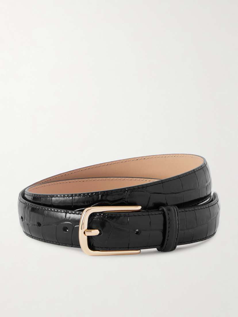 The Frankie Shop Dione Croc-effect Leather Belt