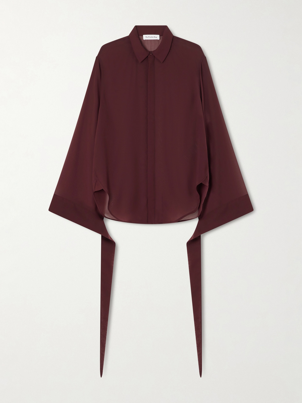 The Frankie Shop Verlin Tie-detailed Chiffon Shirt In Burgundy