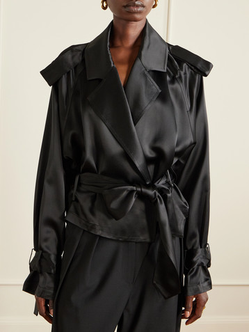 The Frankie Shop Simona belted satin jacket