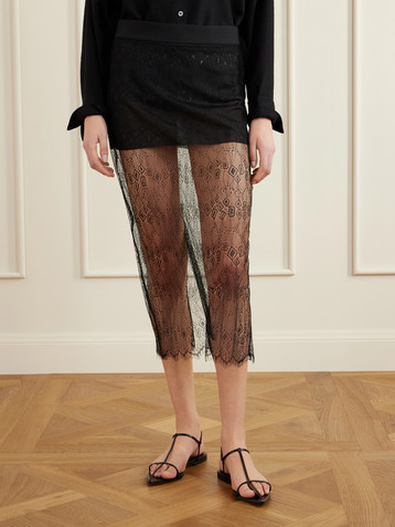 The Frankie Shop Alrose metallic lace midi skirt