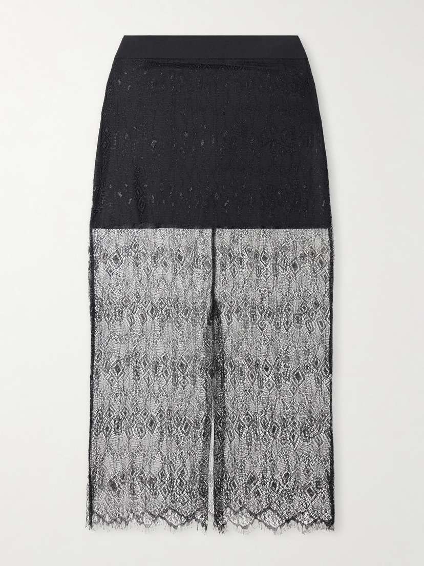 The Frankie Shop Alrose Metallic Lace Midi Skirt