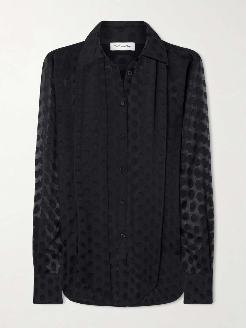 The Frankie Shop Peri Pussy-bow Polka-dot Chiffon Shirt