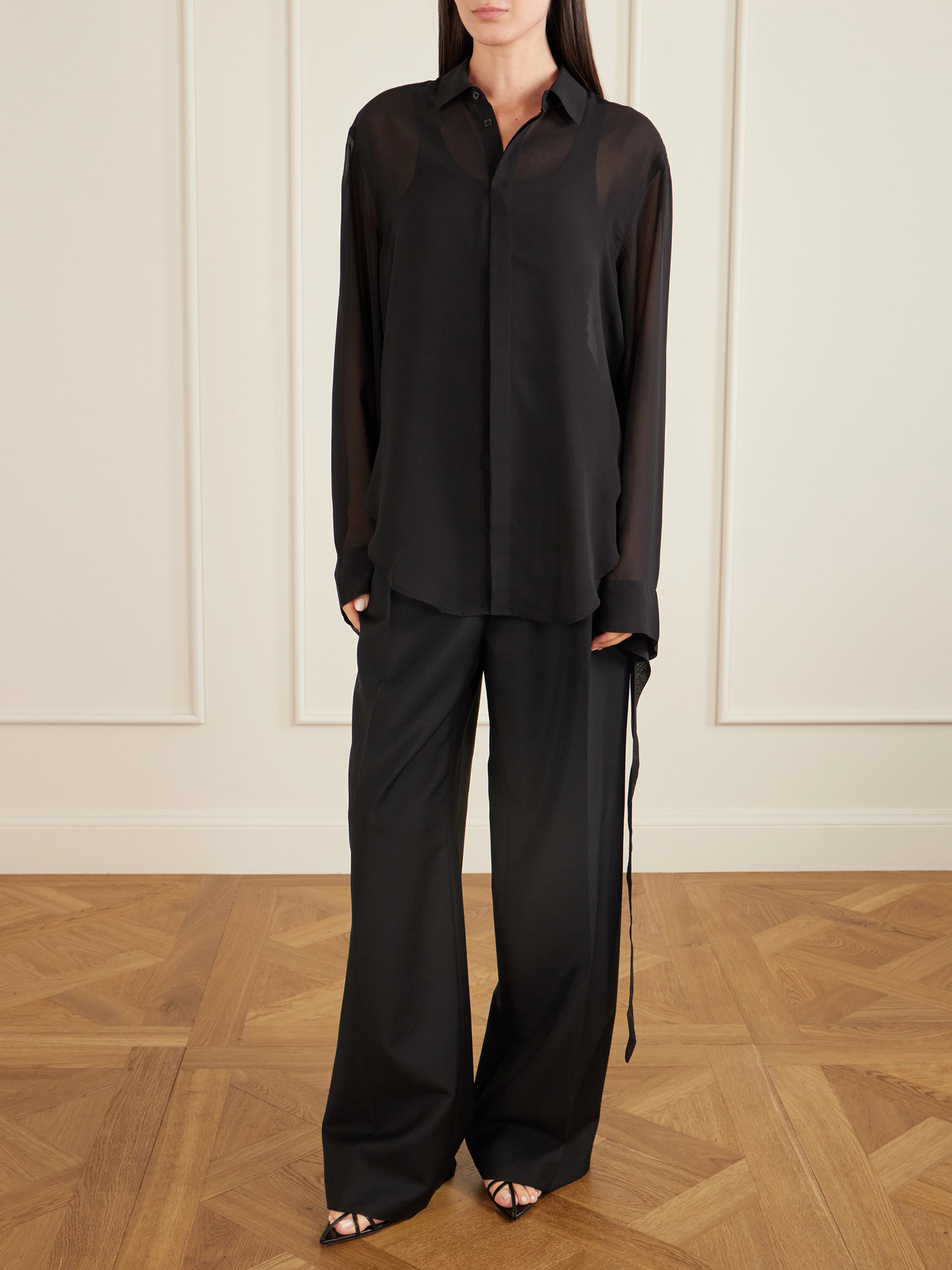 Verlin Tie-Detailed Chiffon Shirt