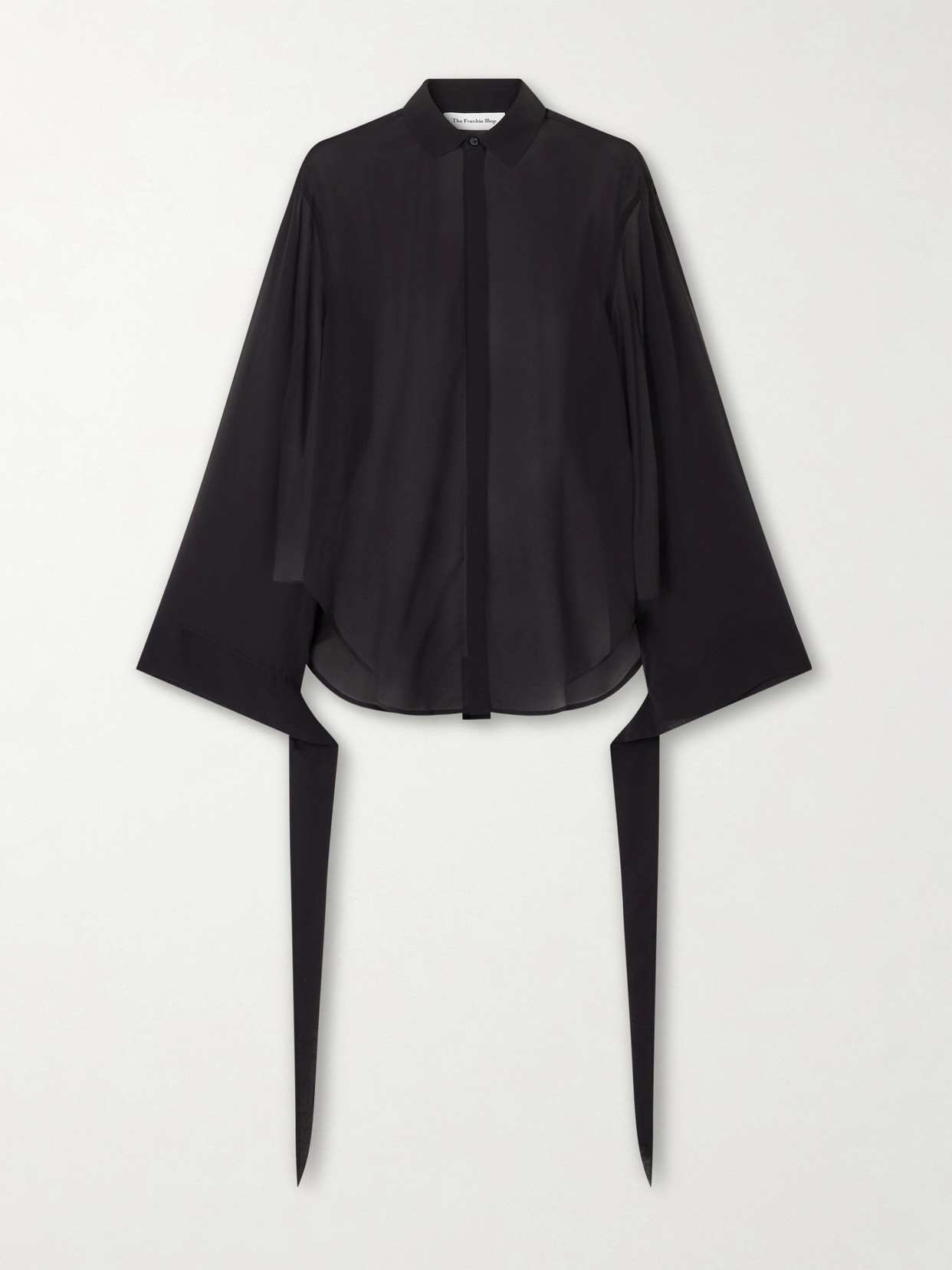 The Frankie Shop Verlin Tie-detailed Chiffon Shirt In Black