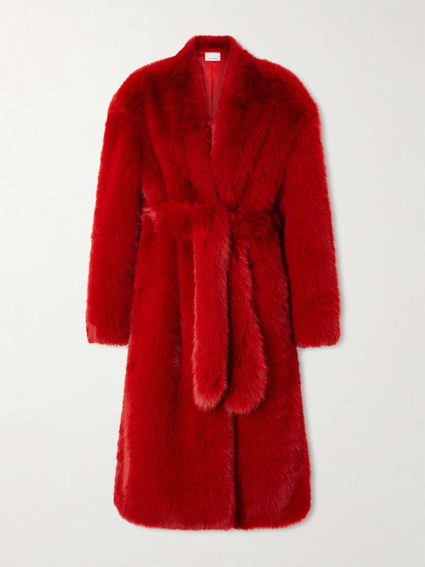 The Frankie Shop Destini Belted Padded Plush Coat