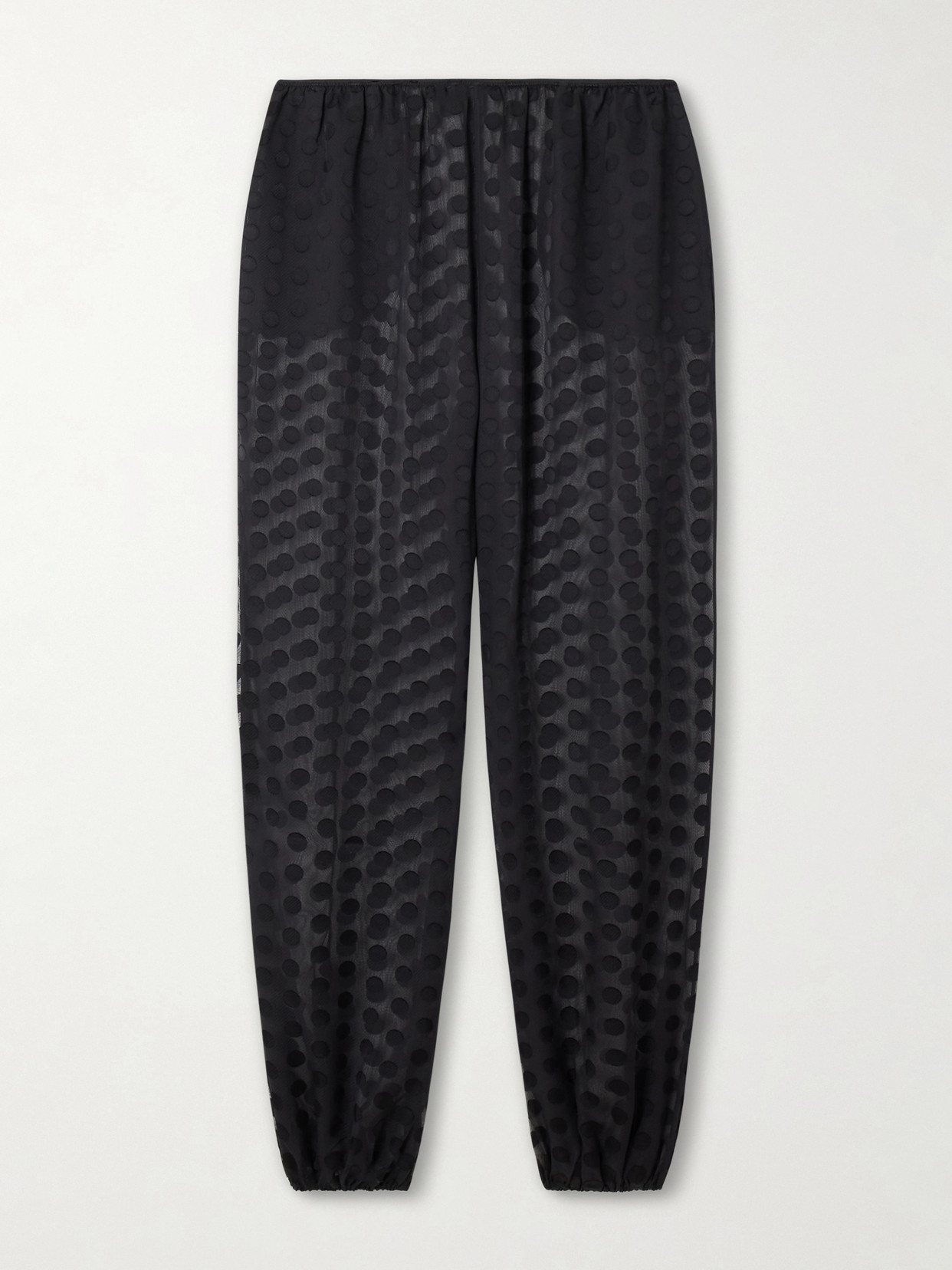 The Frankie Shop Orissa Polka-dot Chiffon Tapered Pants In Black