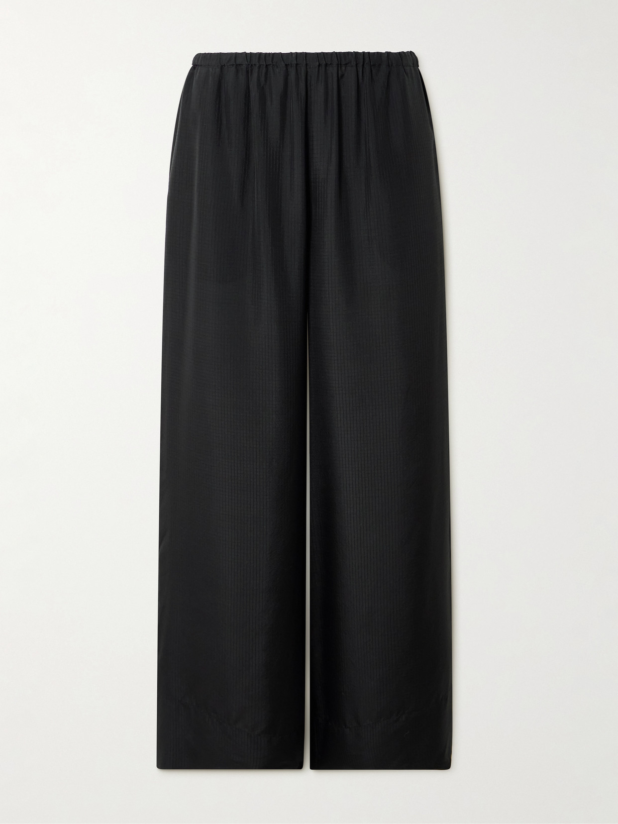 St Agni Textured-silk Wide-leg Pants In Black