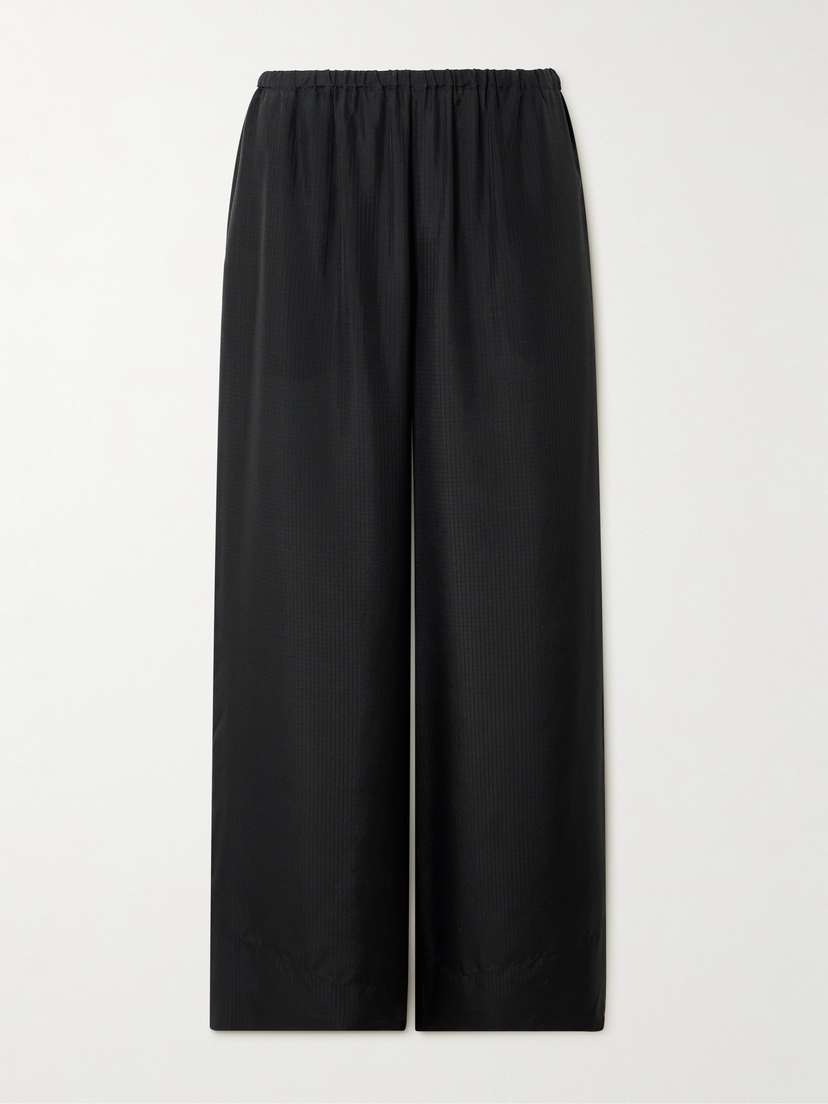 St. Agni Textured-silk Wide-leg Pants