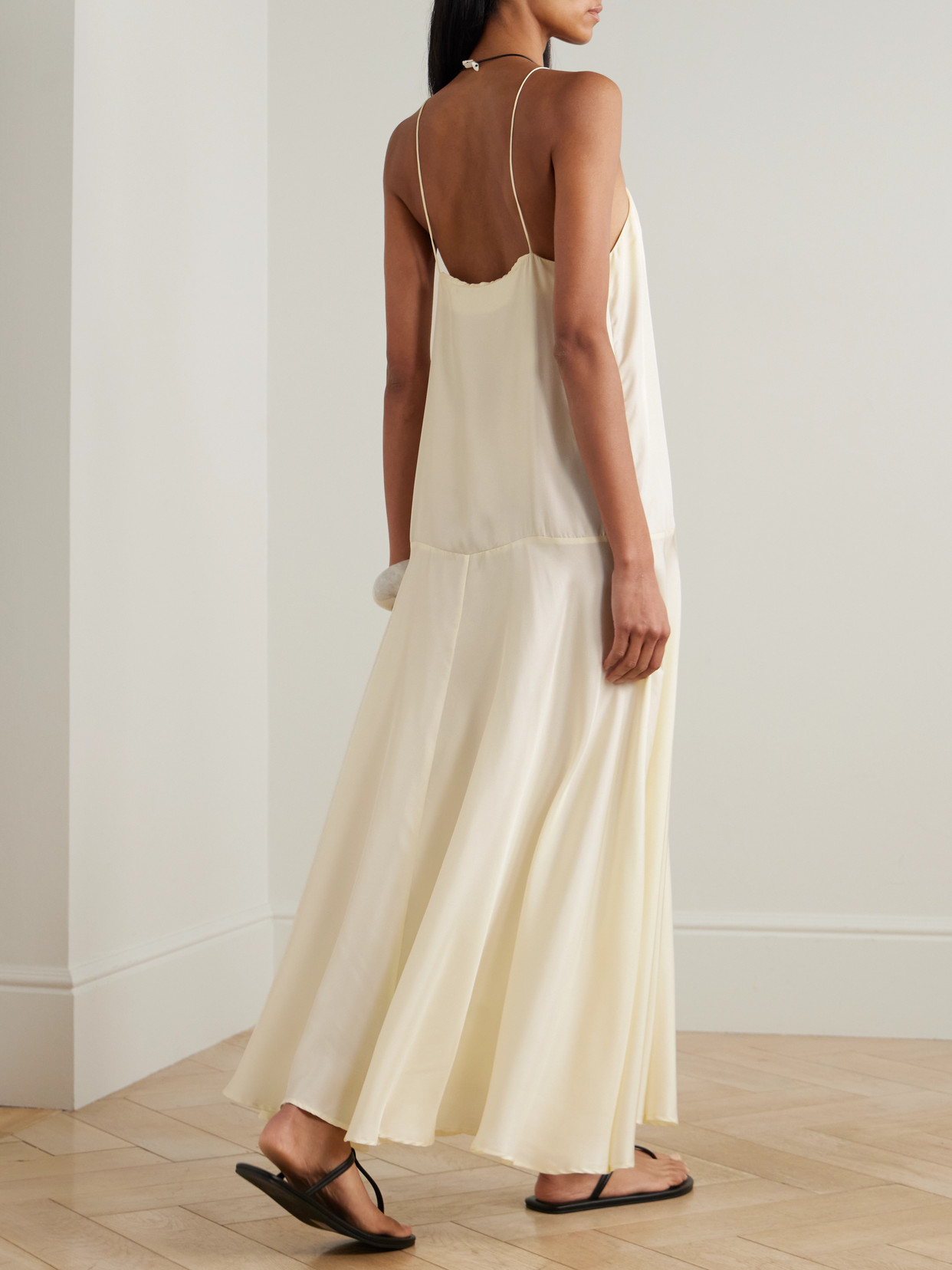 St Agni Silk-twill Maxi Dress In White