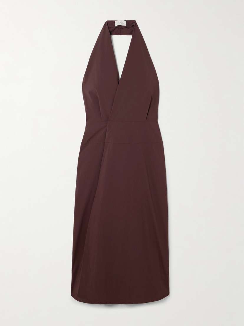 St. Agni Cotton-blend Poplin Halterneck Wrap Dress