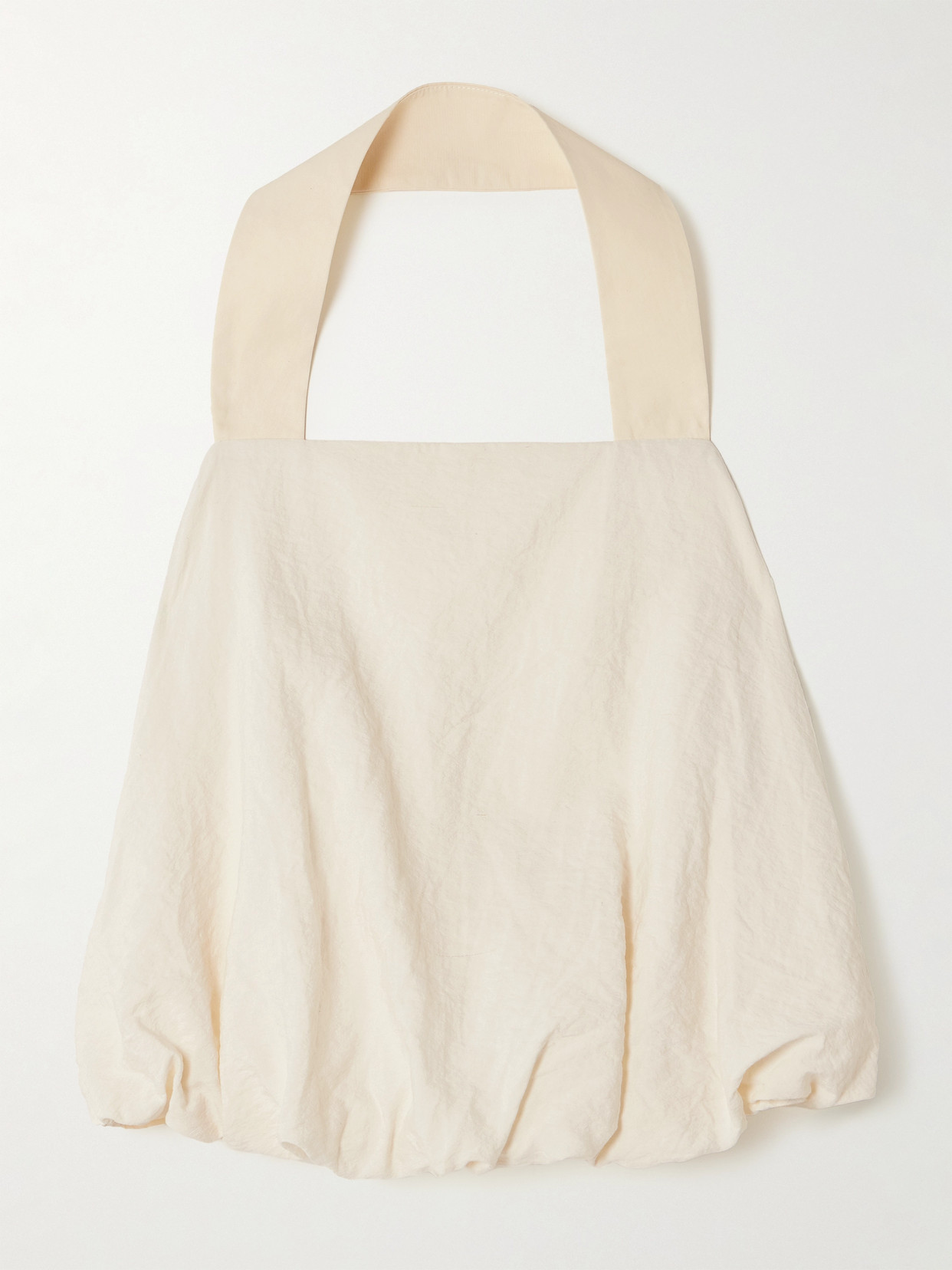 St Agni Cloud Twisted Crinkled Silk-blend Halterneck Top In White