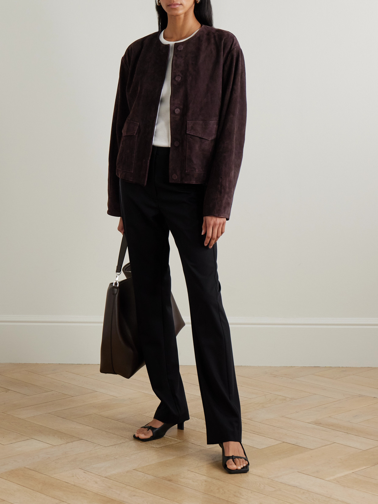 St Agni Utility Cocoon Suede Jacket In Blue