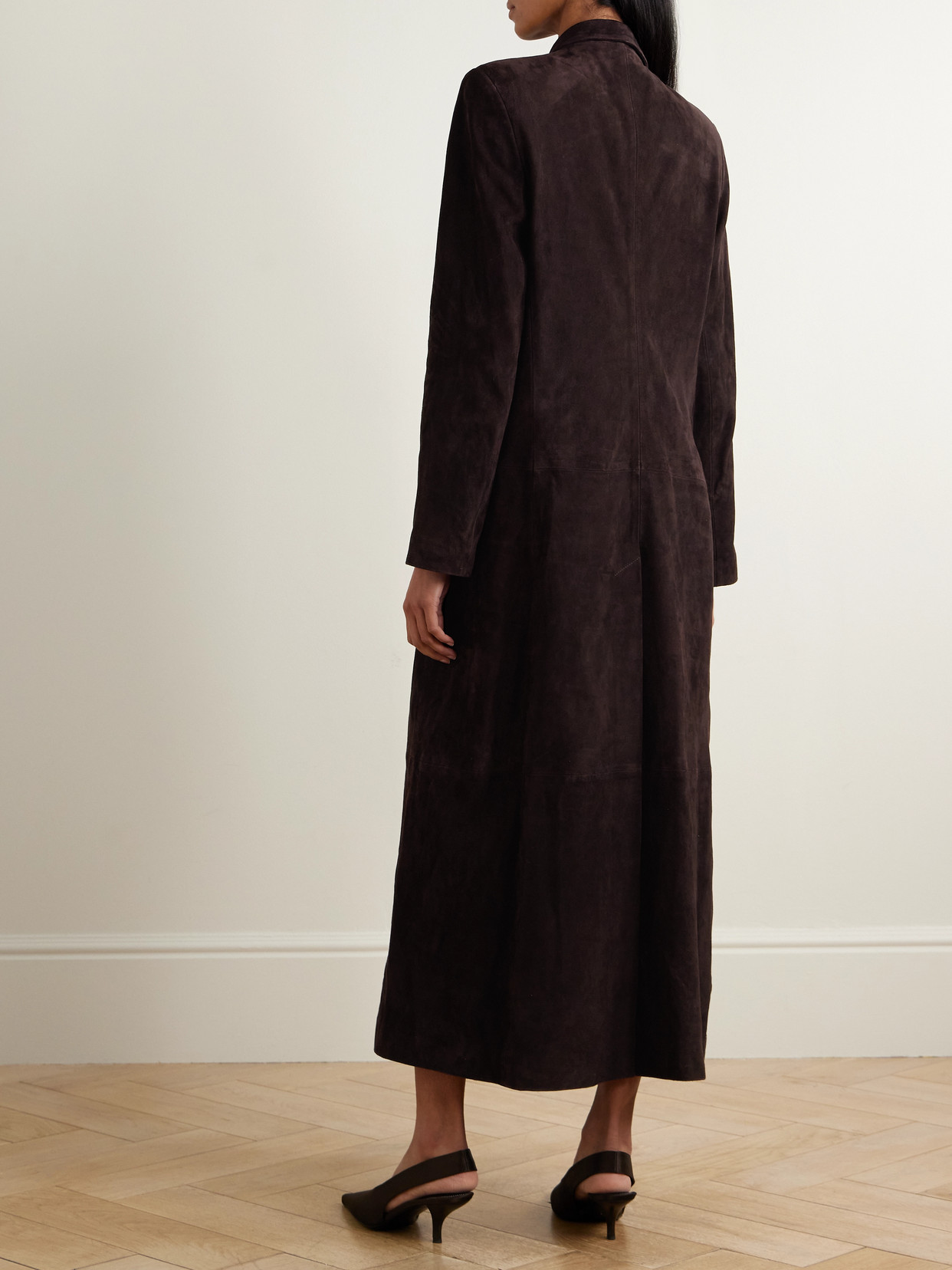 St Agni Suede Tailored Coat In Brown