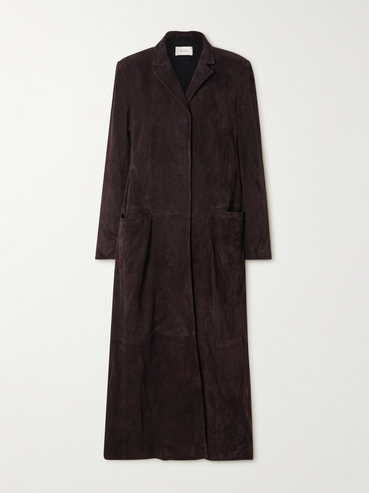 St Agni Suede Coat In Brown