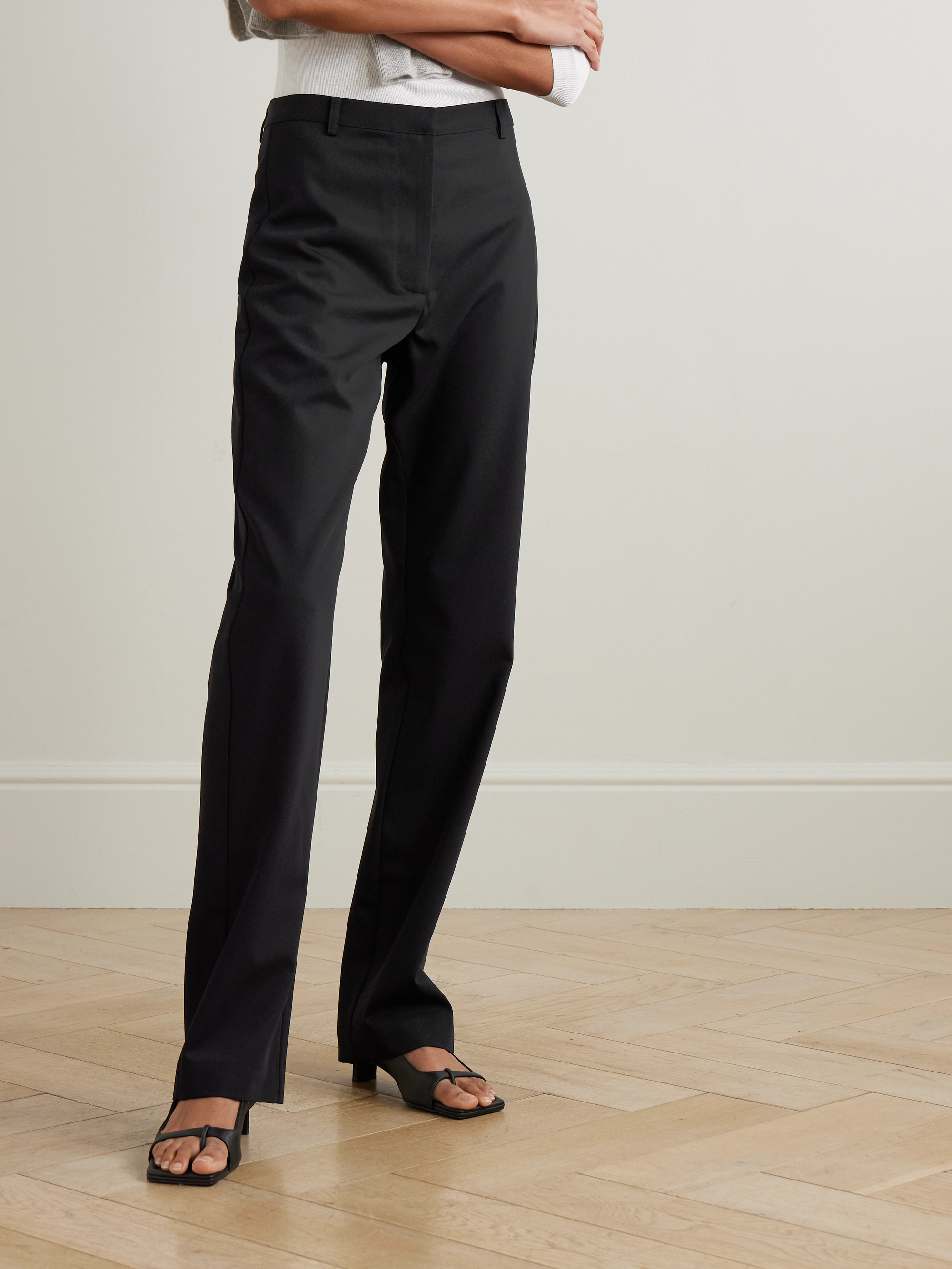 St. Agni Layered wool straight-leg pants
