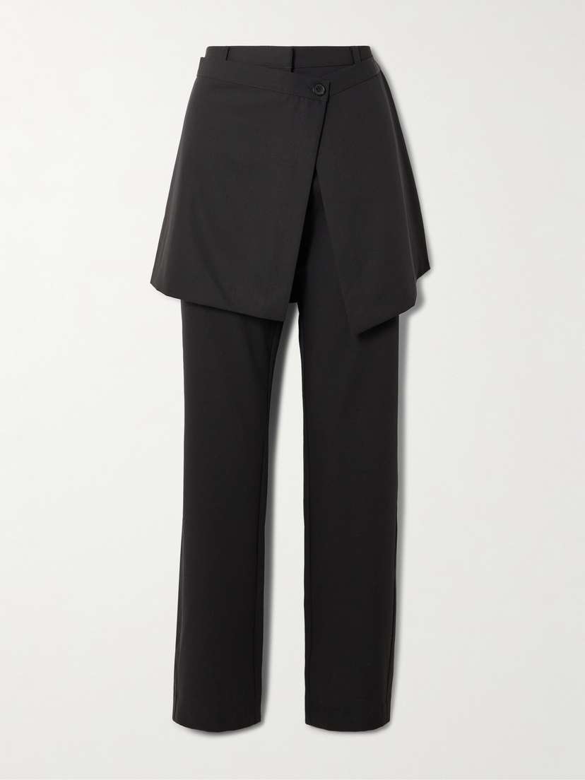 St. Agni Layered Wool Straight-leg Pants