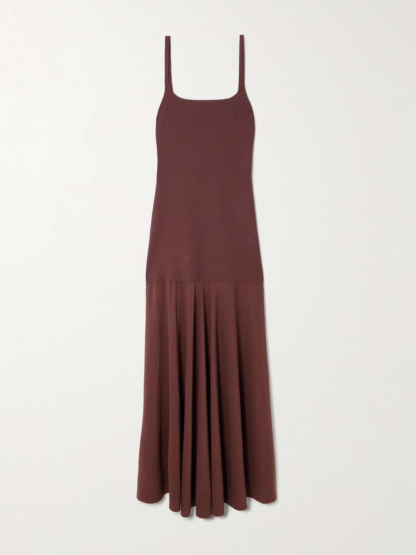 St. Agni Recycled Stretch-knit And Silk-blend Maxi Dress