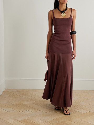 TOTEME - Cocoon draped voile and stretch-knit maxi dress | Plush