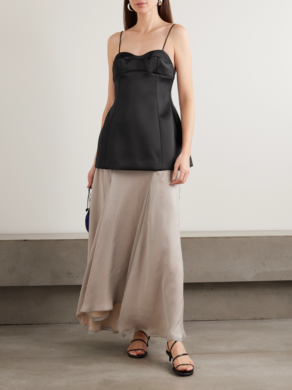 Róhe - Paneled Duchesse-Satin Peplum Bustier Top