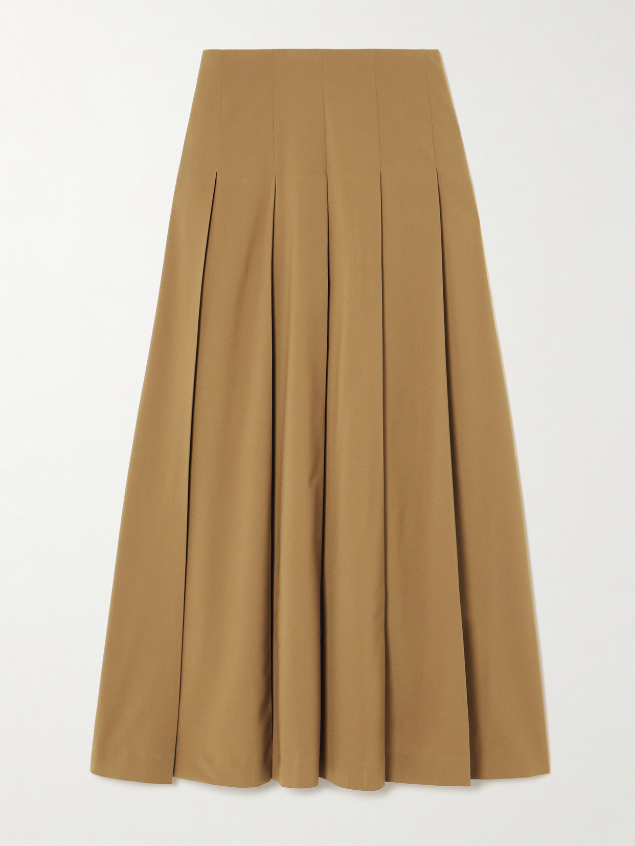 Rohe Pleated Wool-blend Twill Midi Skirt In Brown