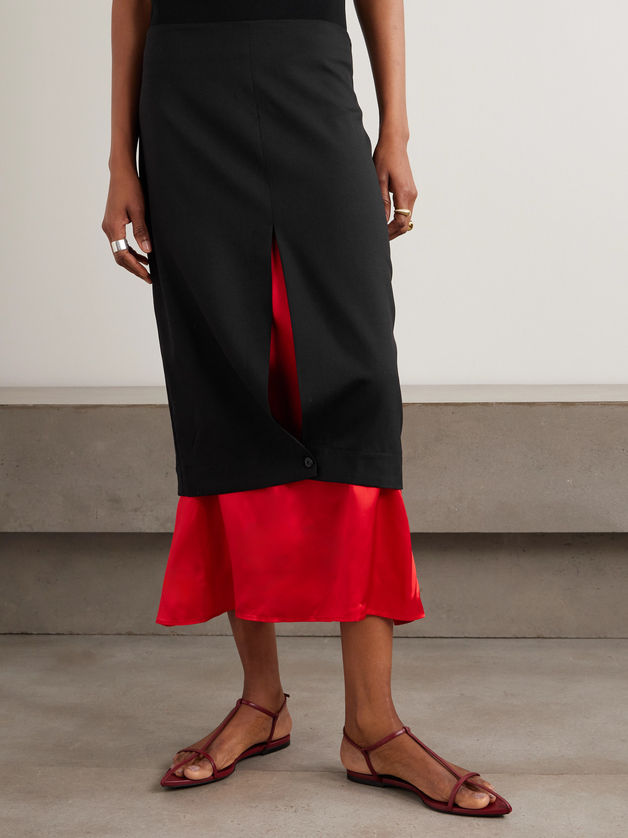 Róhe - Layered Wool And Chiffon Midi
