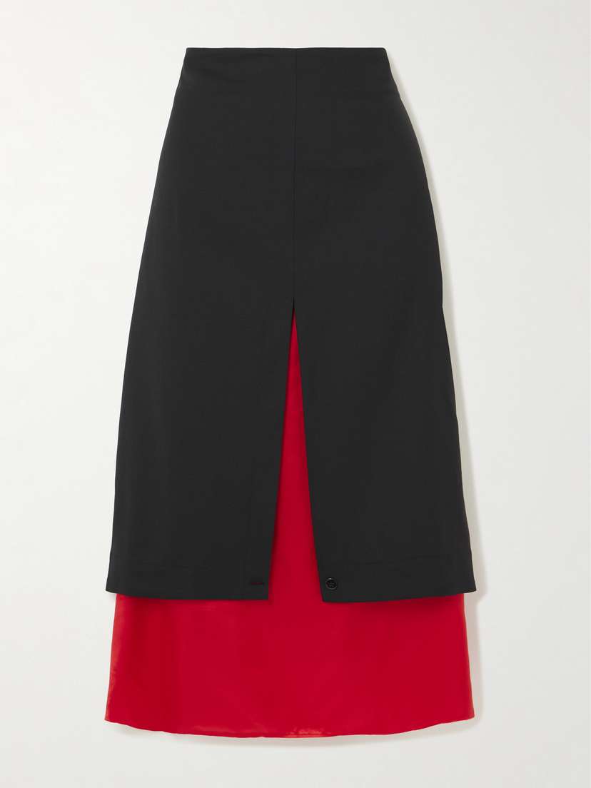 RÓHE Layered Wool And Chiffon Midi Skirt