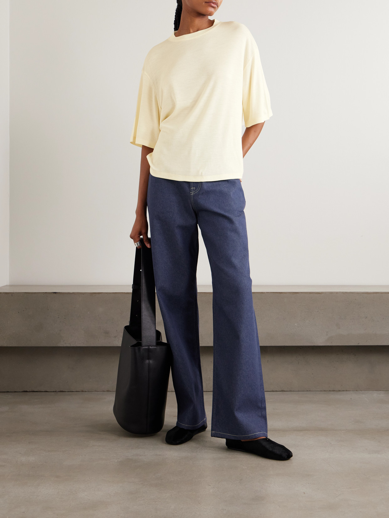 Rohe Oversized Wool-jersey T-shirt In Yellow