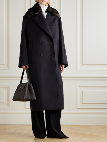 Róhe Ezra double-breasted plush-trimmed wool-blend coat