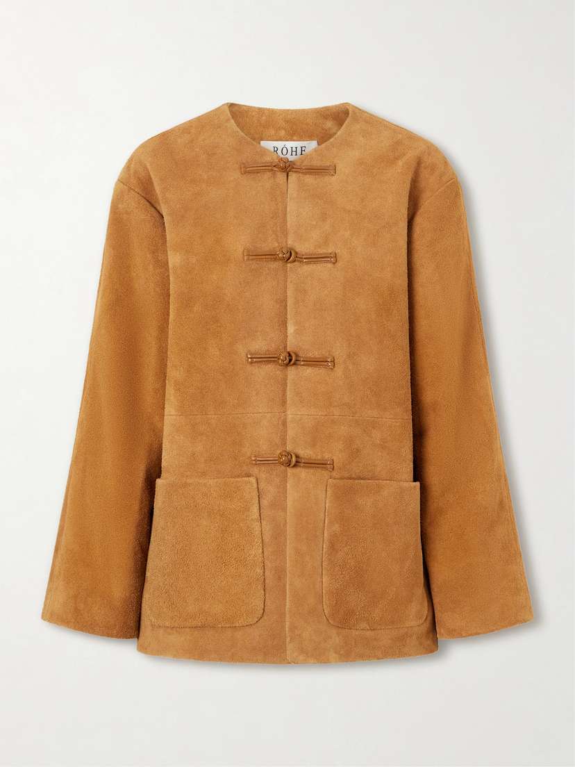 RÓHE Mandarin Paneled Suede Jacket