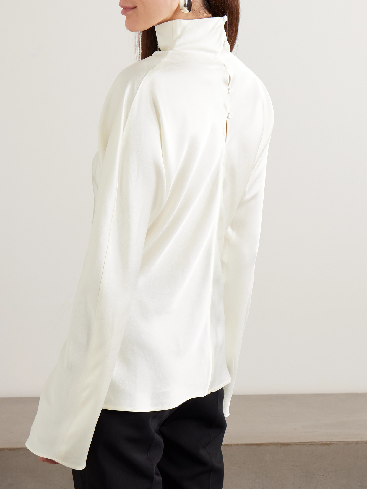 Róhe - Draped Satin Turtleneck Top