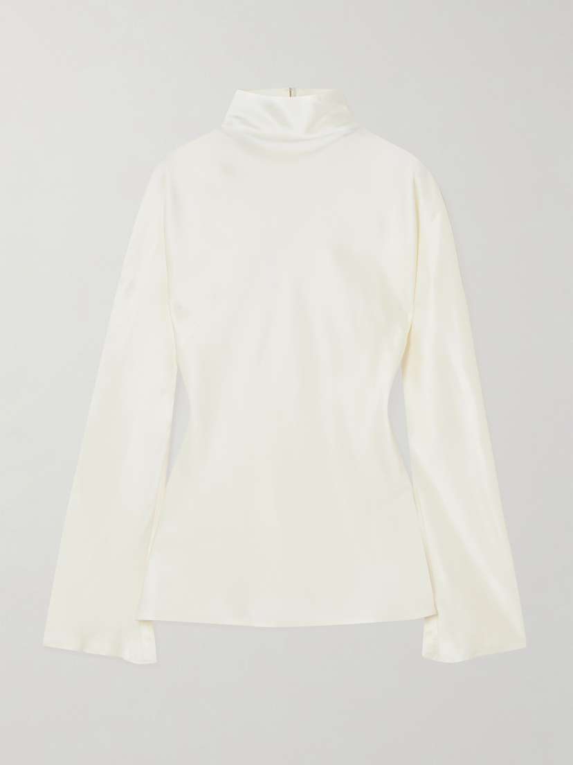 RÓHE Draped Satin Turtleneck Top