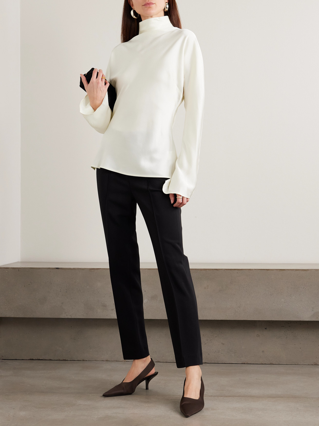 Róhe - Draped Satin Turtleneck Top