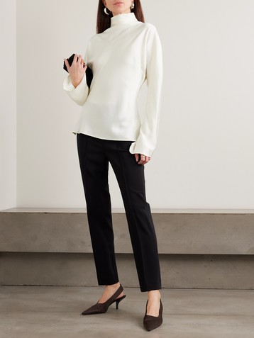 Róhe Draped satin turtleneck top
