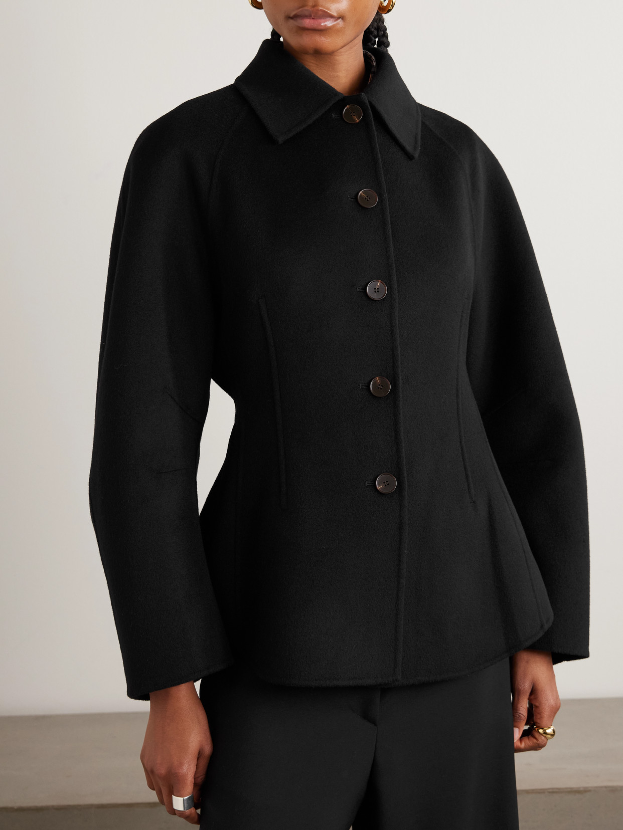 Rohe Sculptural Double-faced Wool Jacket Black In Black