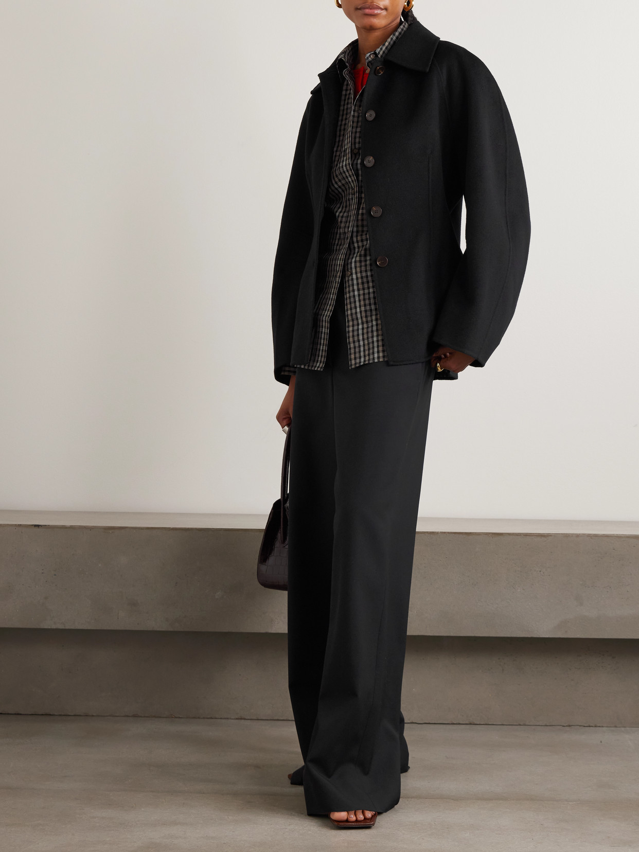 Rohe Sculptural Double-faced Wool Jacket Black In Black