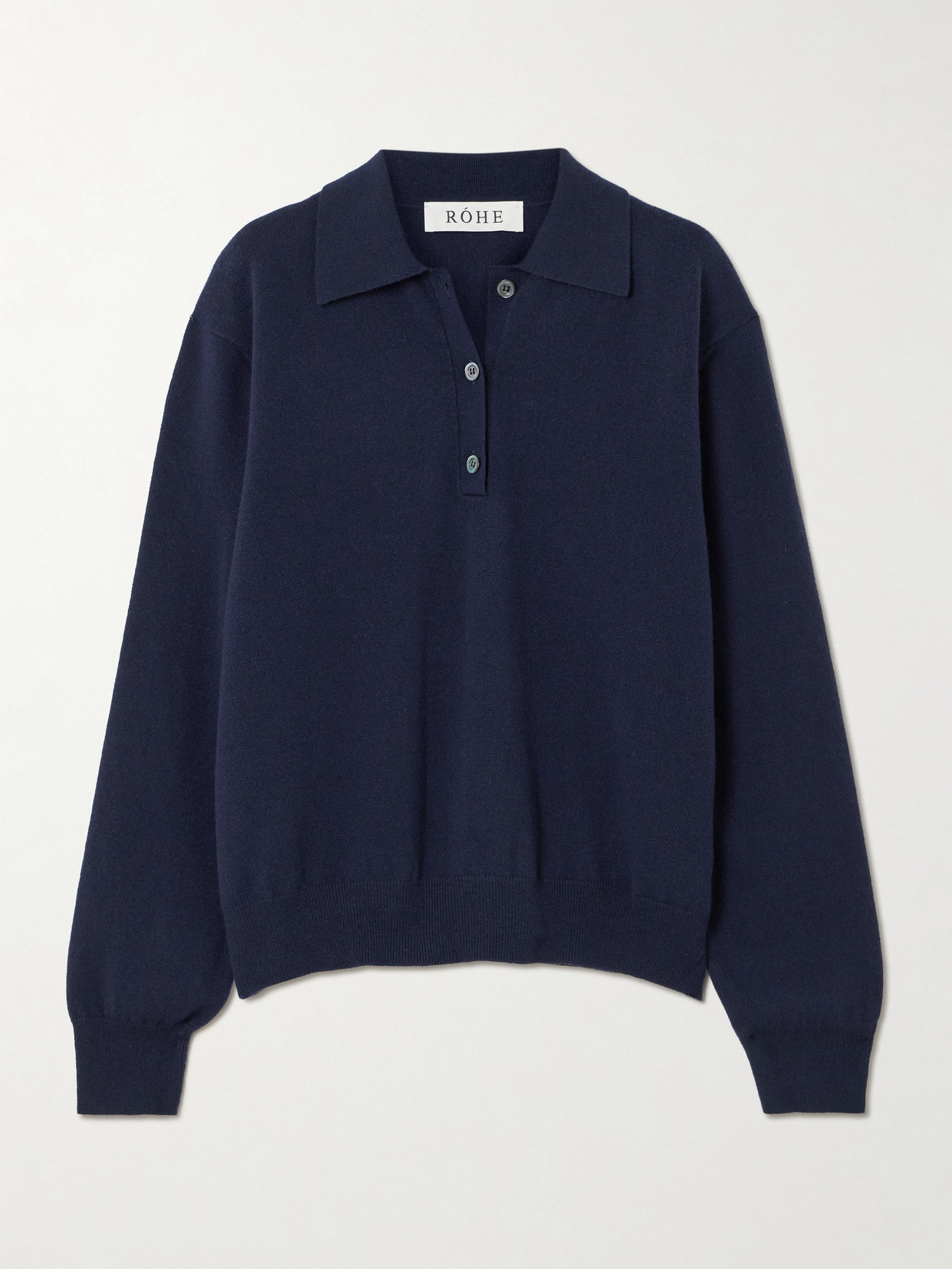 Rohe Merino Wool And Cashmere-blend Polo Sweater In Blue