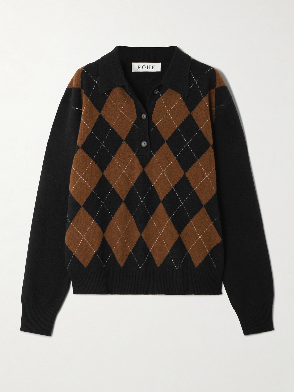 Róhe - Argyle Wool Polo Sweater