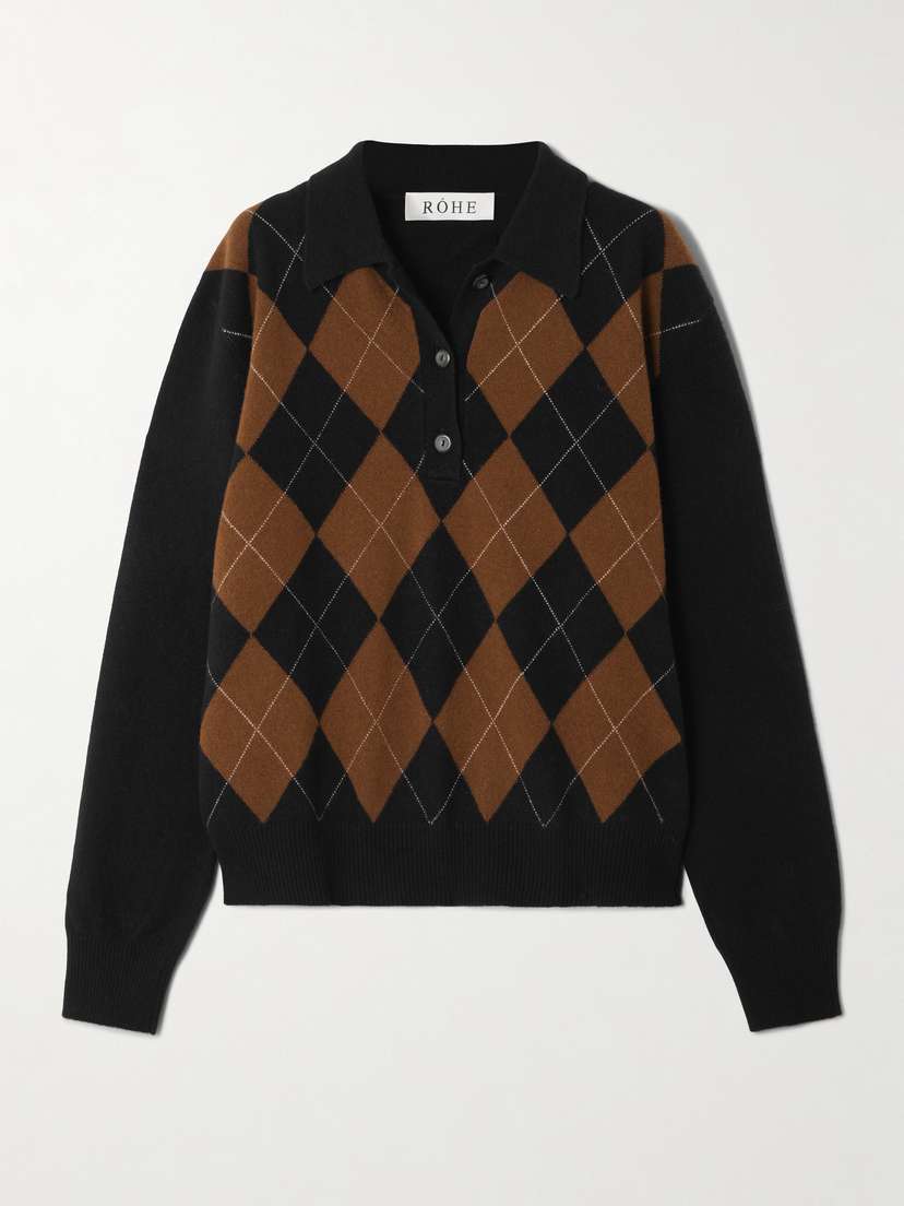 RÓHE Argyle Wool Polo Sweater