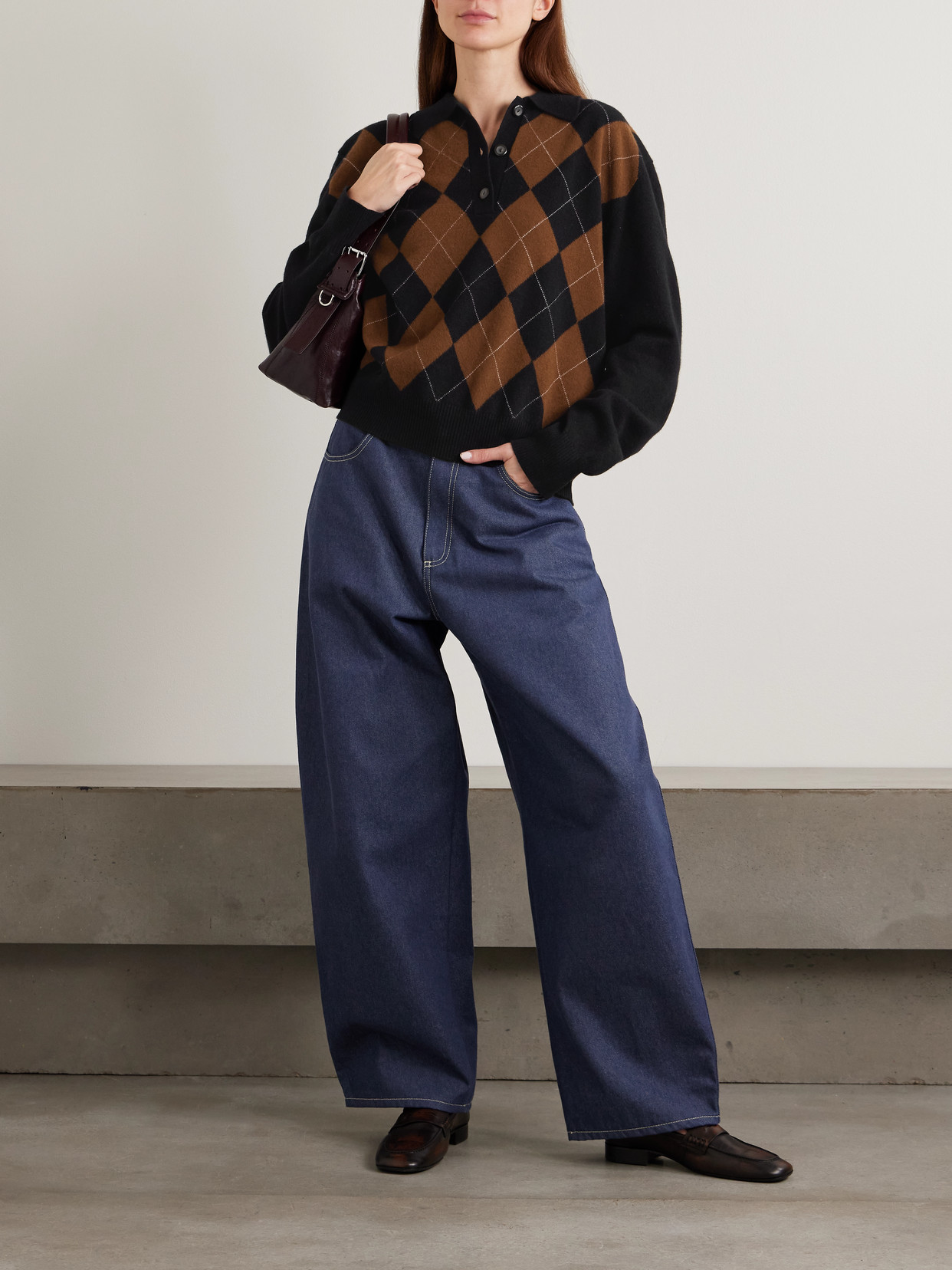 Róhe - Argyle Wool Polo Sweater