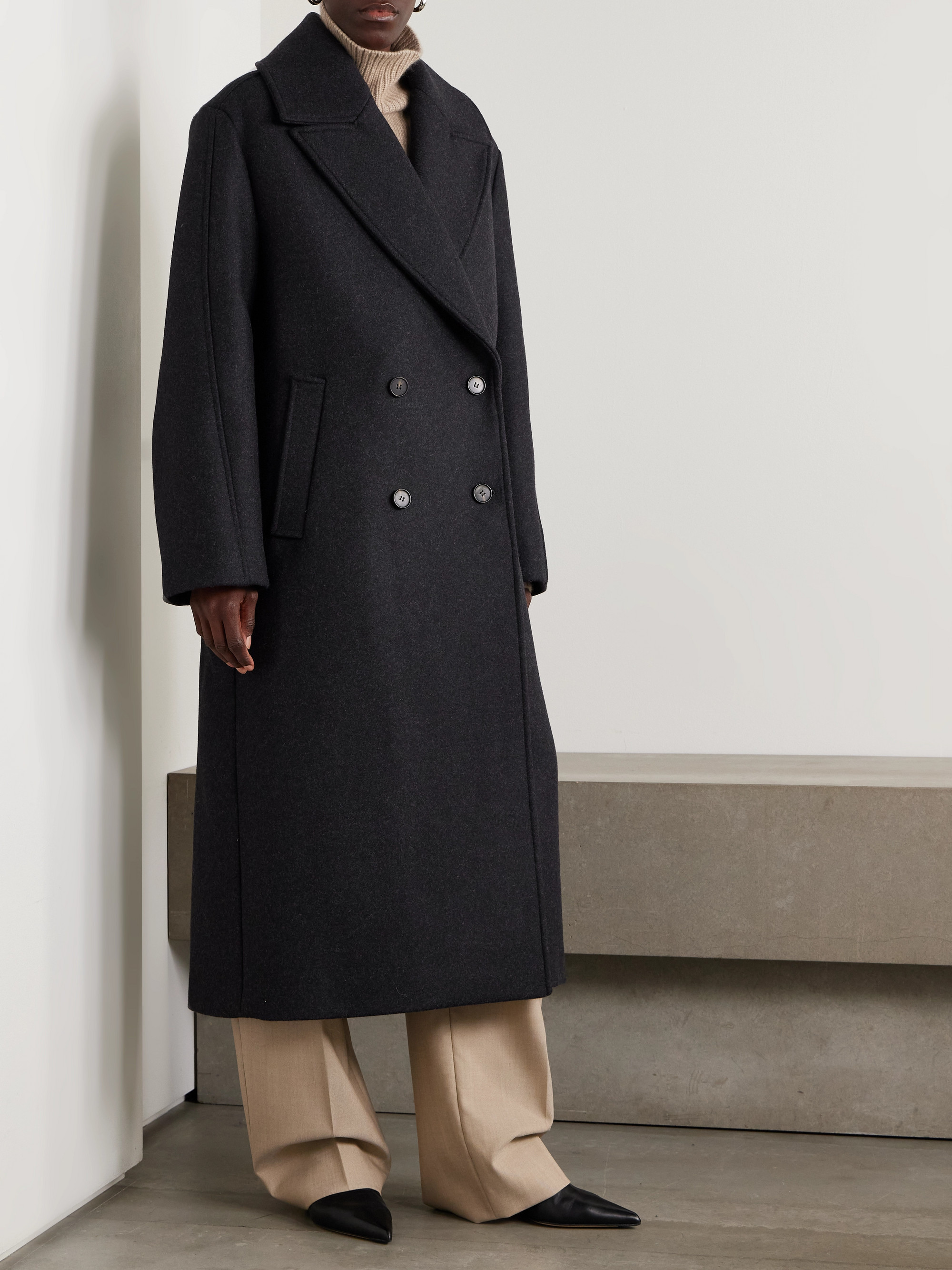 Róhe Ezra oversized double-breasted wool-blend coat