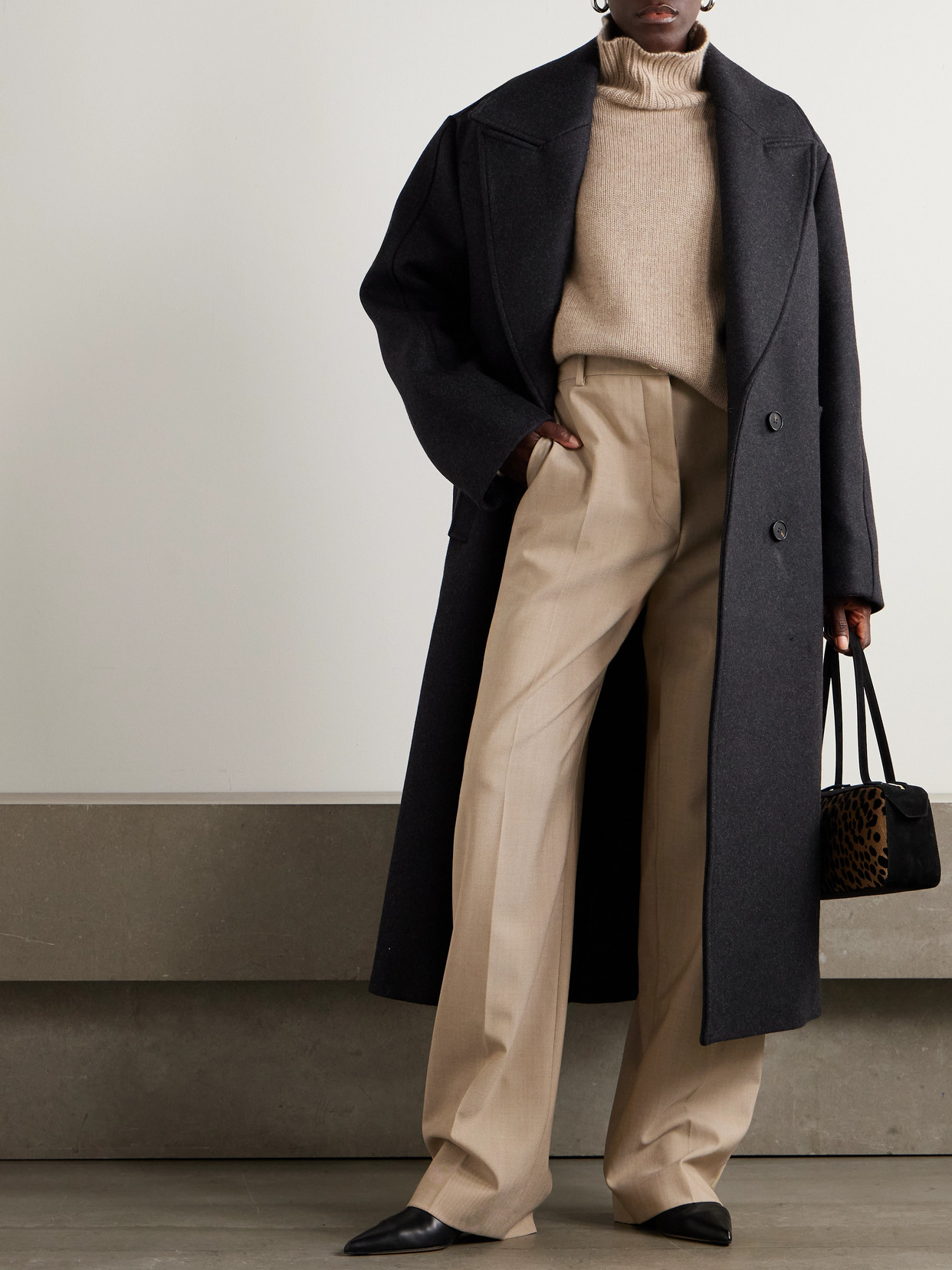 Rohe Ezra Oversized Double-breasted Wool-blend Coat In Gray