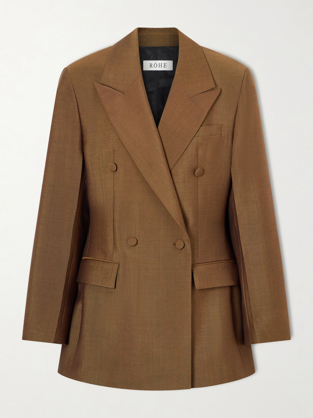 Rohe Double-breasted Wool And Mohair-blend Blazer In Brown