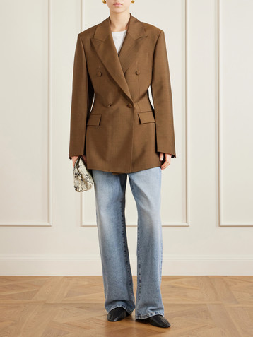 Róhe Double-breasted wool and mohair-blend blazer