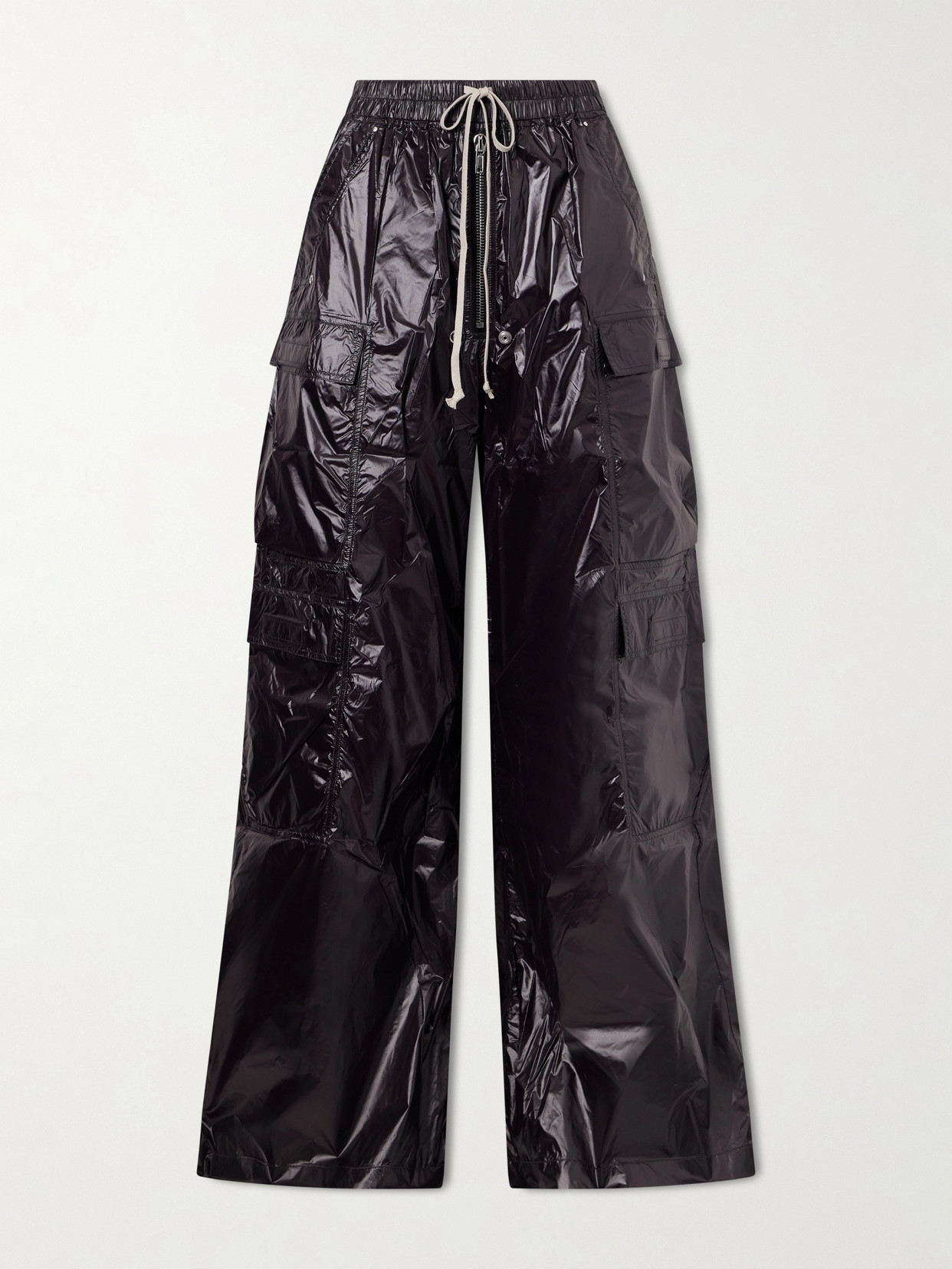Rick Owens Jumbo Belas Shell Wide-leg Cargo Pants In Black