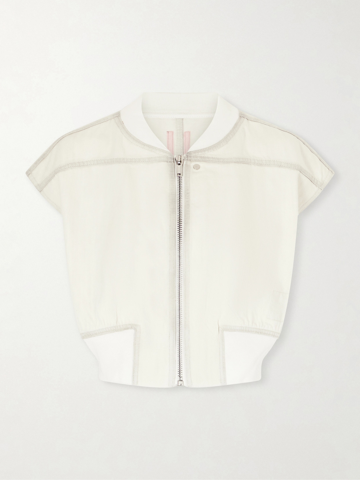 Rick Owens Cropped Denim Vest In White